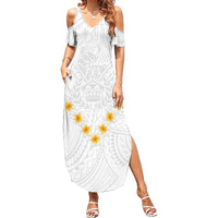 Tonga White Sunday Summer Maxi Dress Polynesian Plumeria Tribal Simple - Wonder Print Shop