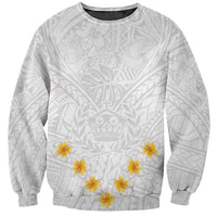 Tonga White Sunday Sweatshirt Polynesian Plumeria Tribal Simple - Wonder Print Shop