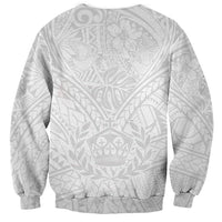 Tonga White Sunday Sweatshirt Polynesian Plumeria Tribal Simple - Wonder Print Shop