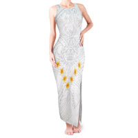 Tonga White Sunday Tank Maxi Dress Polynesian Plumeria Tribal Simple - Wonder Print Shop