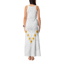 Tonga White Sunday Tank Maxi Dress Polynesian Plumeria Tribal Simple - Wonder Print Shop