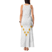 Tonga White Sunday Tank Maxi Dress Polynesian Plumeria Tribal Simple - Wonder Print Shop