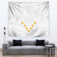 Tonga White Sunday Tapestry Polynesian Plumeria Tribal Simple - Wonder Print Shop