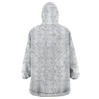 Tonga White Sunday Wearable Blanket Hoodie Polynesian Plumeria Tribal Simple - Wonder Print Shop