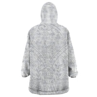 Tonga White Sunday Wearable Blanket Hoodie Polynesian Plumeria Tribal Simple - Wonder Print Shop