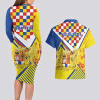 Personalized Belgium Antwerp Province Couples Matching Long Sleeve Bodycon Dress and Hawaiian Shirt