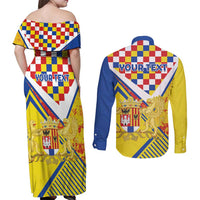 Personalized Belgium Antwerp Province Couples Matching Off Shoulder Maxi Dress and Long Sleeve Button Shirt