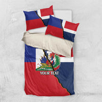 Hispaniola Personalized Bedding Set Dominican Republic Haiti Flag Together