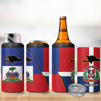 Hispaniola Personalized 4 in 1 Can Cooler Tumbler Dominican Republic Haiti Flag Together