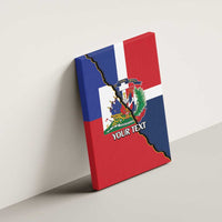 Hispaniola Personalized Canvas Wall Art Dominican Republic Haiti Flag Together