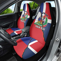 Hispaniola Personalized Car Seat Cover Dominican Republic Haiti Flag Together