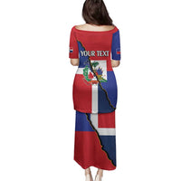 Hispaniola Personalized Family Matching Puletasi and Hawaiian Shirt Dominican Republic Haiti Flag Together