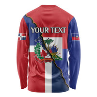 Hispaniola Personalized Long Sleeve Shirt Dominican Republic Haiti Flag Together