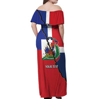 Hispaniola Personalized Off Shoulder Maxi Dress Dominican Republic Haiti Flag Together