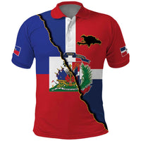 Hispaniola Personalized Polo Shirt Dominican Republic Haiti Flag Together