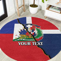 Hispaniola Personalized Round Carpet Dominican Republic Haiti Flag Together