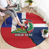 Hispaniola Personalized Round Carpet Dominican Republic Haiti Flag Together