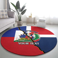 Hispaniola Personalized Round Carpet Dominican Republic Haiti Flag Together