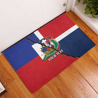 Hispaniola Personalized Rubber Doormat Dominican Republic Haiti Flag Together