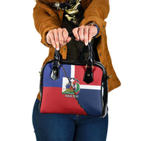 Hispaniola Personalized Shoulder Handbag Dominican Republic Haiti Flag Together