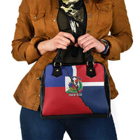 Hispaniola Personalized Shoulder Handbag Dominican Republic Haiti Flag Together