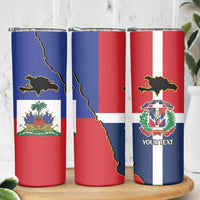 Hispaniola Personalized Skinny Tumbler Dominican Republic Haiti Flag Together