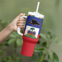 Hispaniola Personalized Tumbler With Handle Dominican Republic Haiti Flag Together
