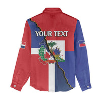 Hispaniola Personalized Women Casual Shirt Dominican Republic Haiti Flag Together