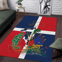Hispaniola Map Area Rug Dominican Republic Haiti Flag Together