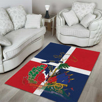 Hispaniola Map Area Rug Dominican Republic Haiti Flag Together