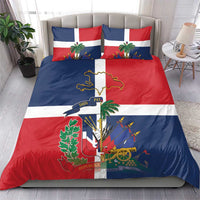 Hispaniola Map Bedding Set Dominican Republic Haiti Flag Together