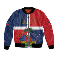 Hispaniola Map Bomber Jacket Dominican Republic Haiti Flag Together