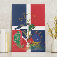 Hispaniola Map Canvas Wall Art Dominican Republic Haiti Flag Together