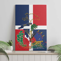 Hispaniola Map Canvas Wall Art Dominican Republic Haiti Flag Together