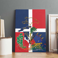 Hispaniola Map Canvas Wall Art Dominican Republic Haiti Flag Together