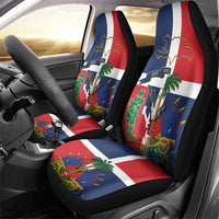 Hispaniola Map Car Seat Cover Dominican Republic Haiti Flag Together