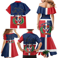 Hispaniola Map Family Matching Mermaid Dress and Hawaiian Shirt Dominican Republic Haiti Flag Together