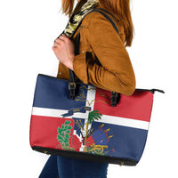 Hispaniola Map Leather Tote Bag Dominican Republic Haiti Flag Together