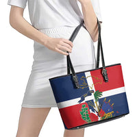 Hispaniola Map Leather Tote Bag Dominican Republic Haiti Flag Together