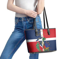 Hispaniola Map Leather Tote Bag Dominican Republic Haiti Flag Together