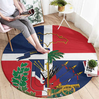 Hispaniola Map Round Carpet Dominican Republic Haiti Flag Together