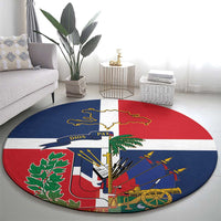 Hispaniola Map Round Carpet Dominican Republic Haiti Flag Together