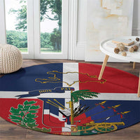 Hispaniola Map Round Carpet Dominican Republic Haiti Flag Together