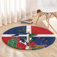 Hispaniola Map Round Carpet Dominican Republic Haiti Flag Together