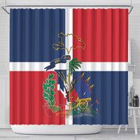 Hispaniola Map Shower Curtain Dominican Republic Haiti Flag Together