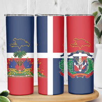 Hispaniola Map Skinny Tumbler Dominican Republic Haiti Flag Together