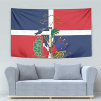Hispaniola Map Tapestry Dominican Republic Haiti Flag Together