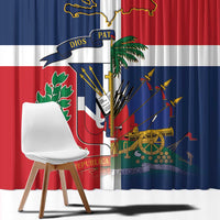 Hispaniola Map Window Curtain Dominican Republic Haiti Flag Together