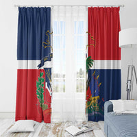 Hispaniola Map Window Curtain Dominican Republic Haiti Flag Together