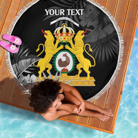 First Empire of Haiti Personalized Beach Blanket Black Hibiscus Liberte ou la Mort!